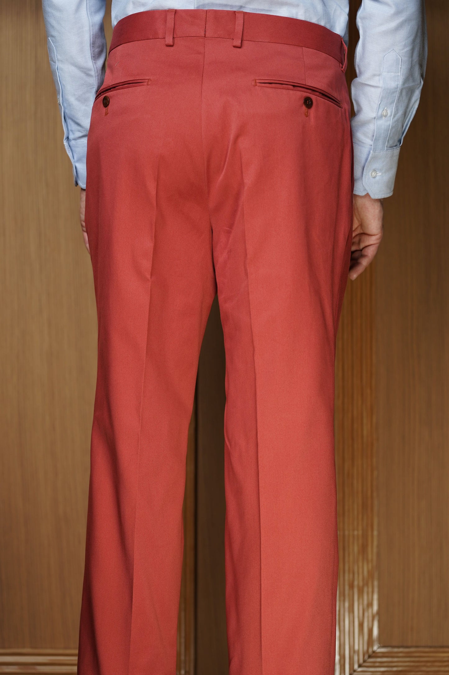 Pantalon en pur coton à pinces framboise écrasée PC431