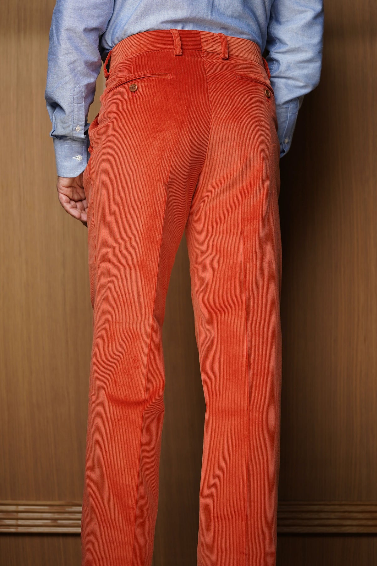 Pantalon en velours épaisseur classique à pinces Orange PV3