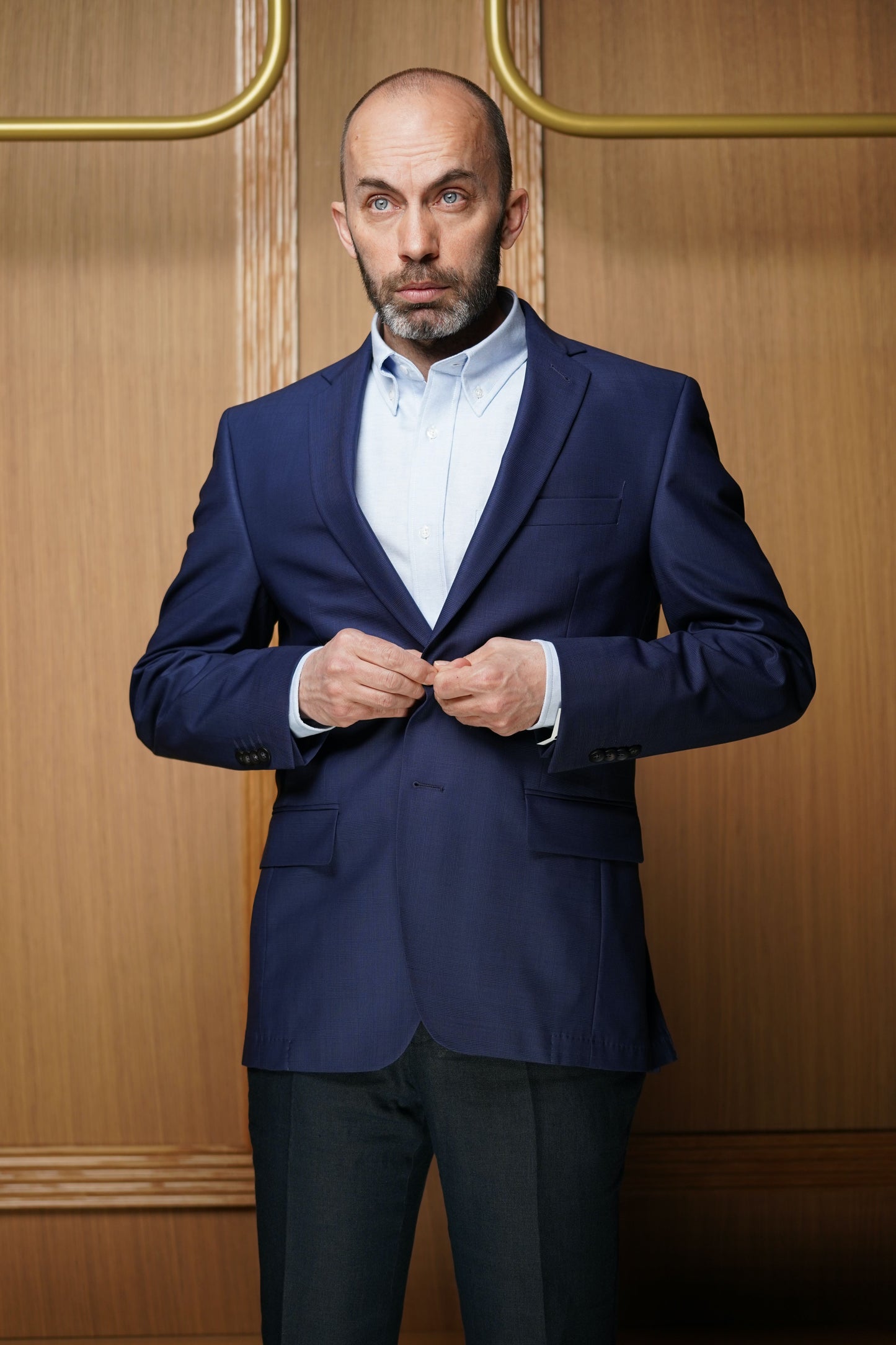 Veste pure laine froide demi doublée Prince de Galles bleu VE402