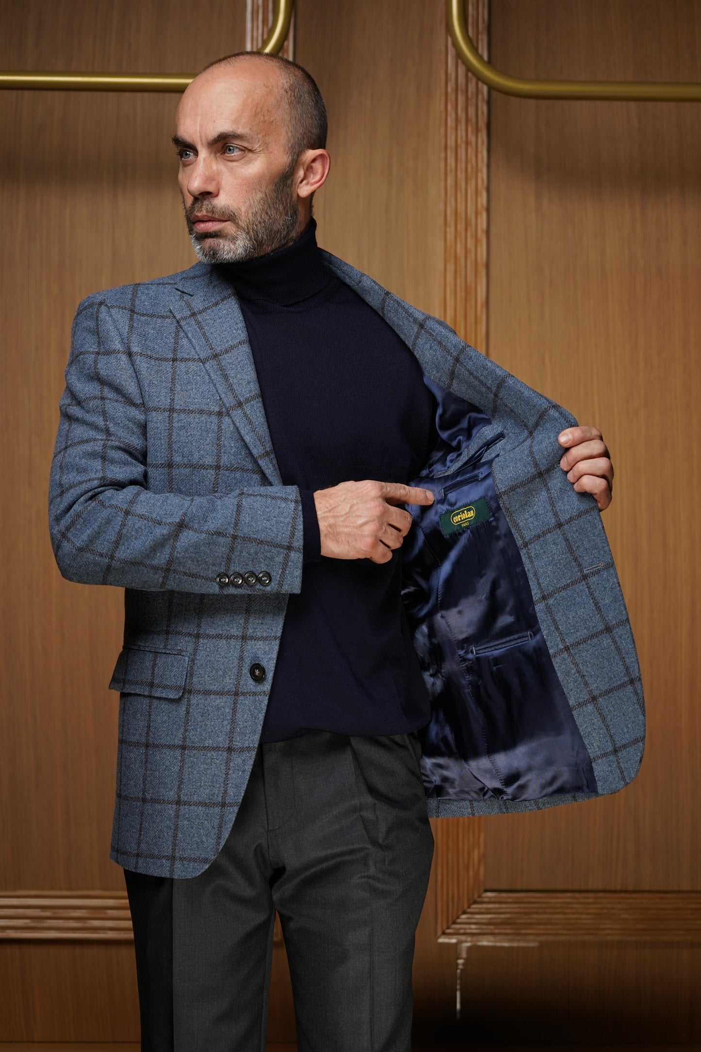 Veste bleu carreau fenêtre anthracite VG4