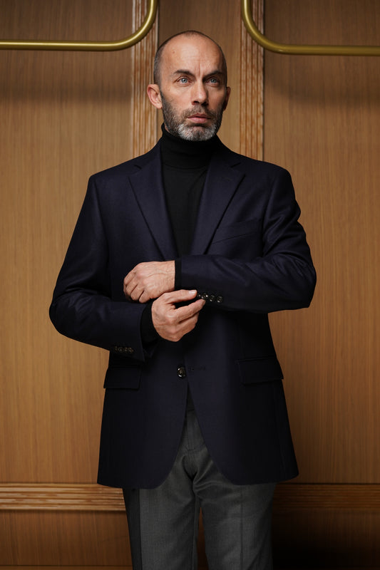 Veste laine foulée bleu marine VG7