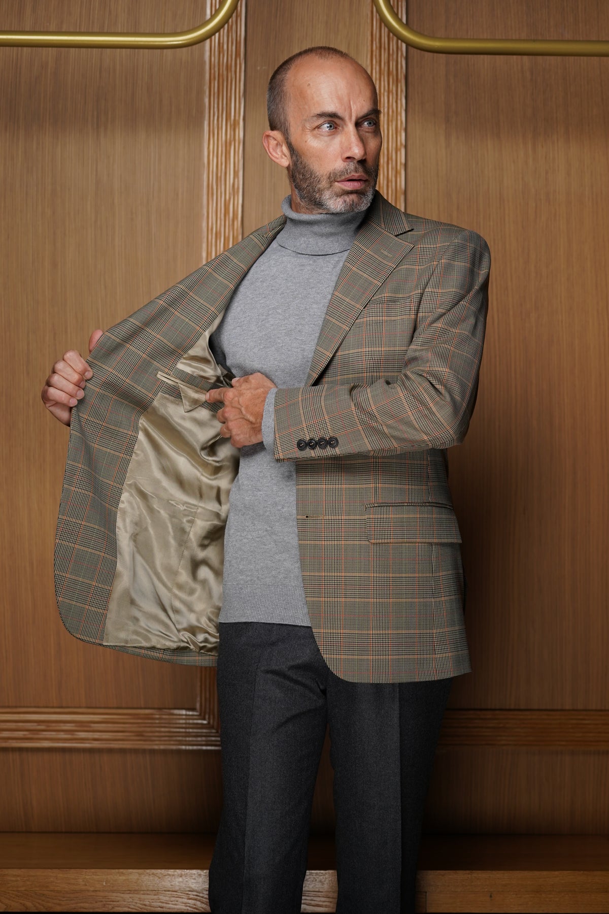 Veste Prince de Galles en Laine Sèche – Marron & Ocre VGH105