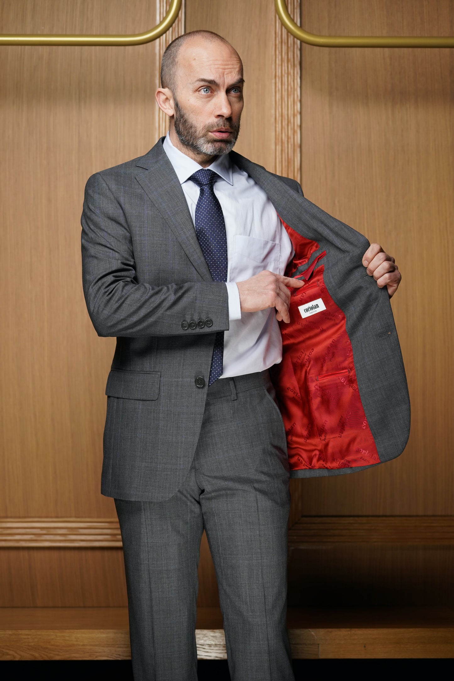 Costume tradition Prince de Galles Gris et bleu CTE 401