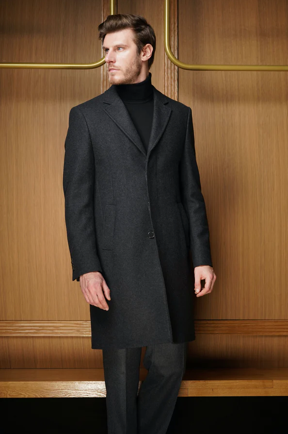 Manteau Eton gris laine et cachemire