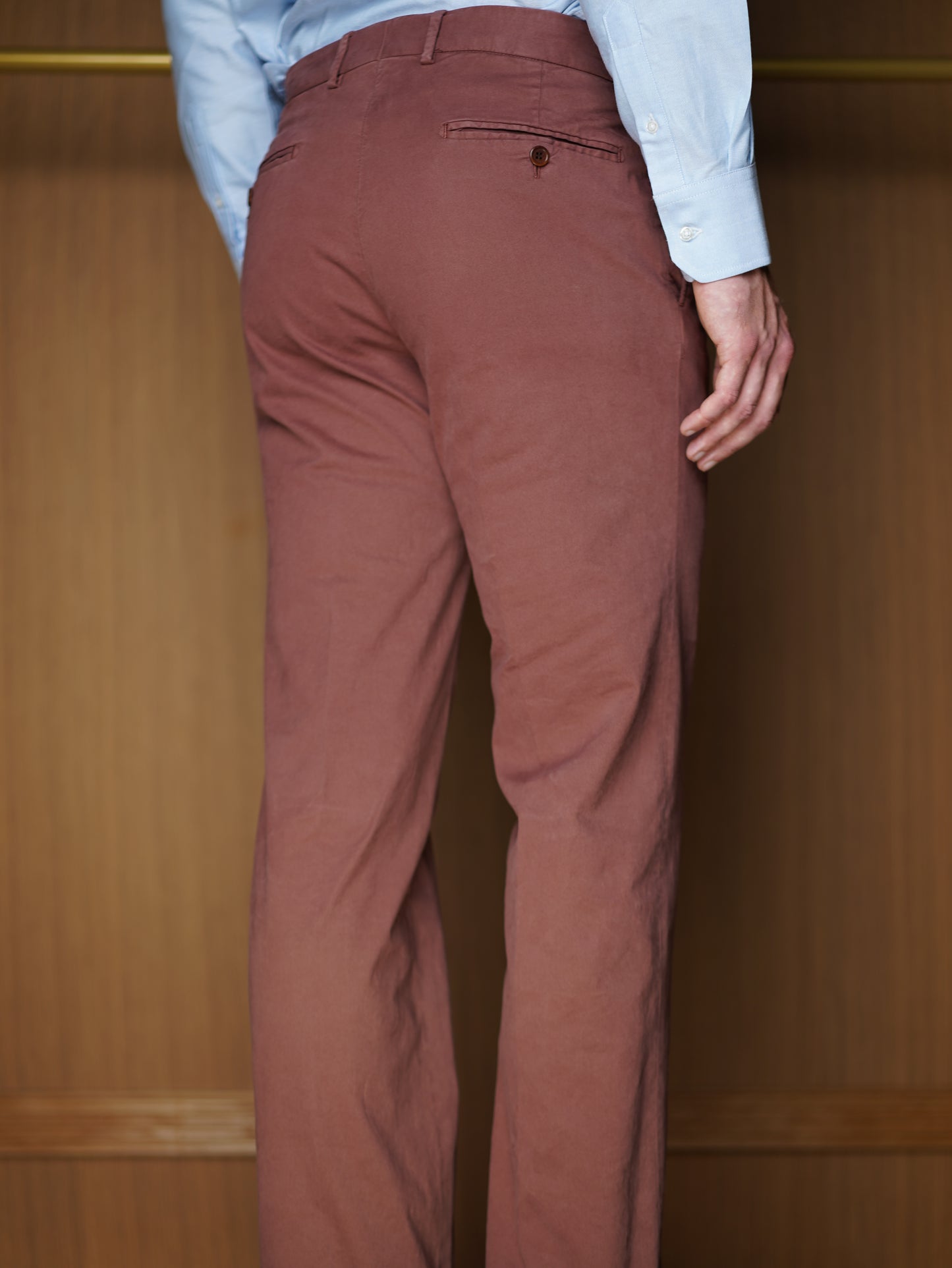 Pantalon à pinces en pur coton délavé rose PC415 BIS