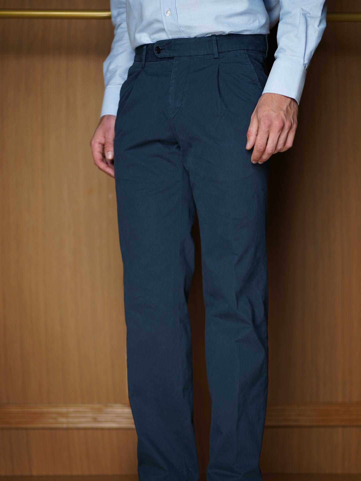 Pantalon à pinces pur coton délavé bleu PC403 Bis