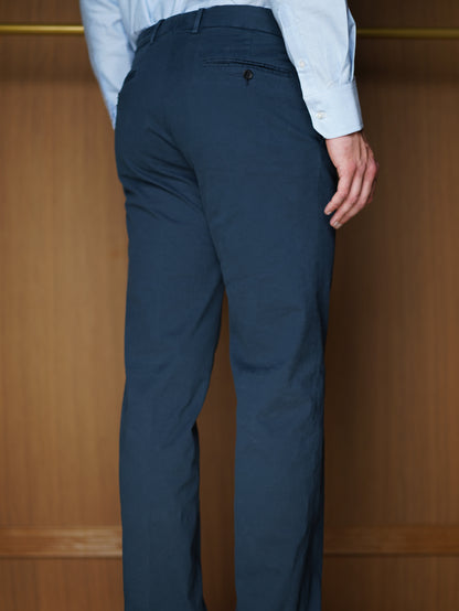 Pantalon à pinces pur coton délavé bleu PC403 Bis