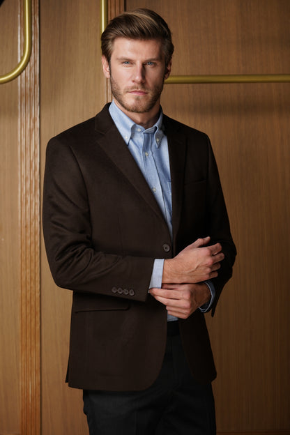 Veste tradition pur cachemire marron VTH6