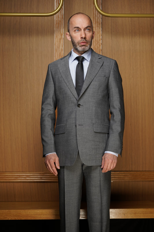 Costume gris moyen pure laine super 100  ref: GREG3
