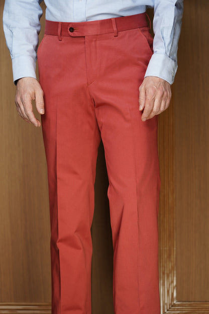 Pantalon en coton sans pinces framboise PC 431 SP