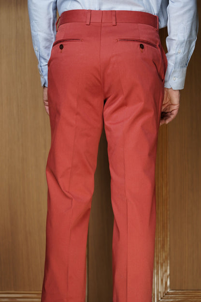 Pantalon en coton sans pinces framboise PC 431 SP