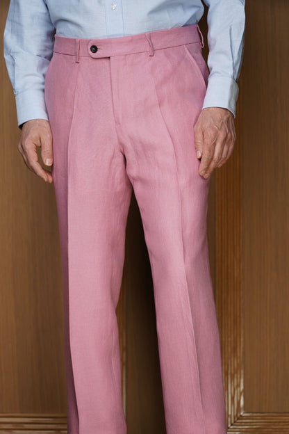 Pantalon en lin rose PL28