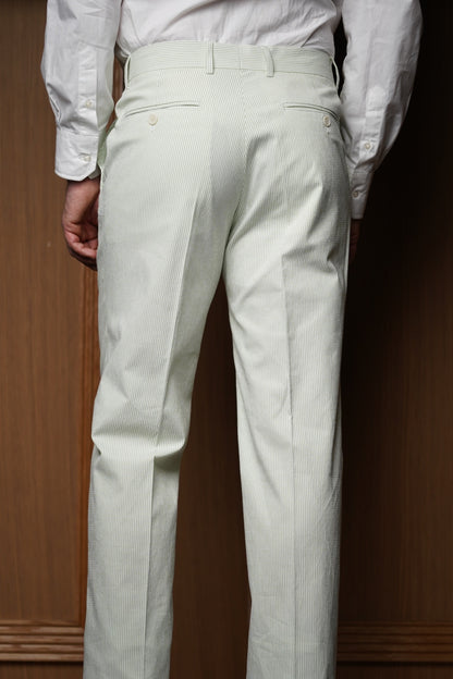 Pantalon seersucker vert sans pinces