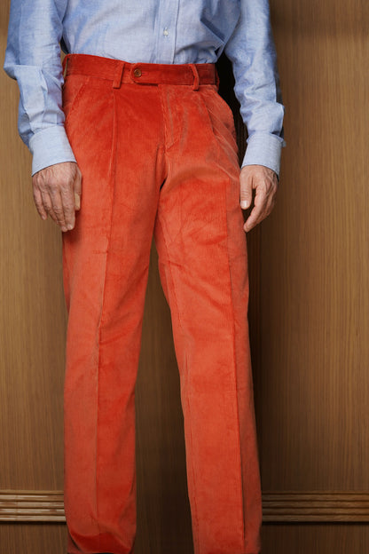 Pantalon en velours épaisseur classique à pinces Orange PV3