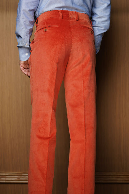 Pantalon en velours épaisseur classique à pinces Orange PV3