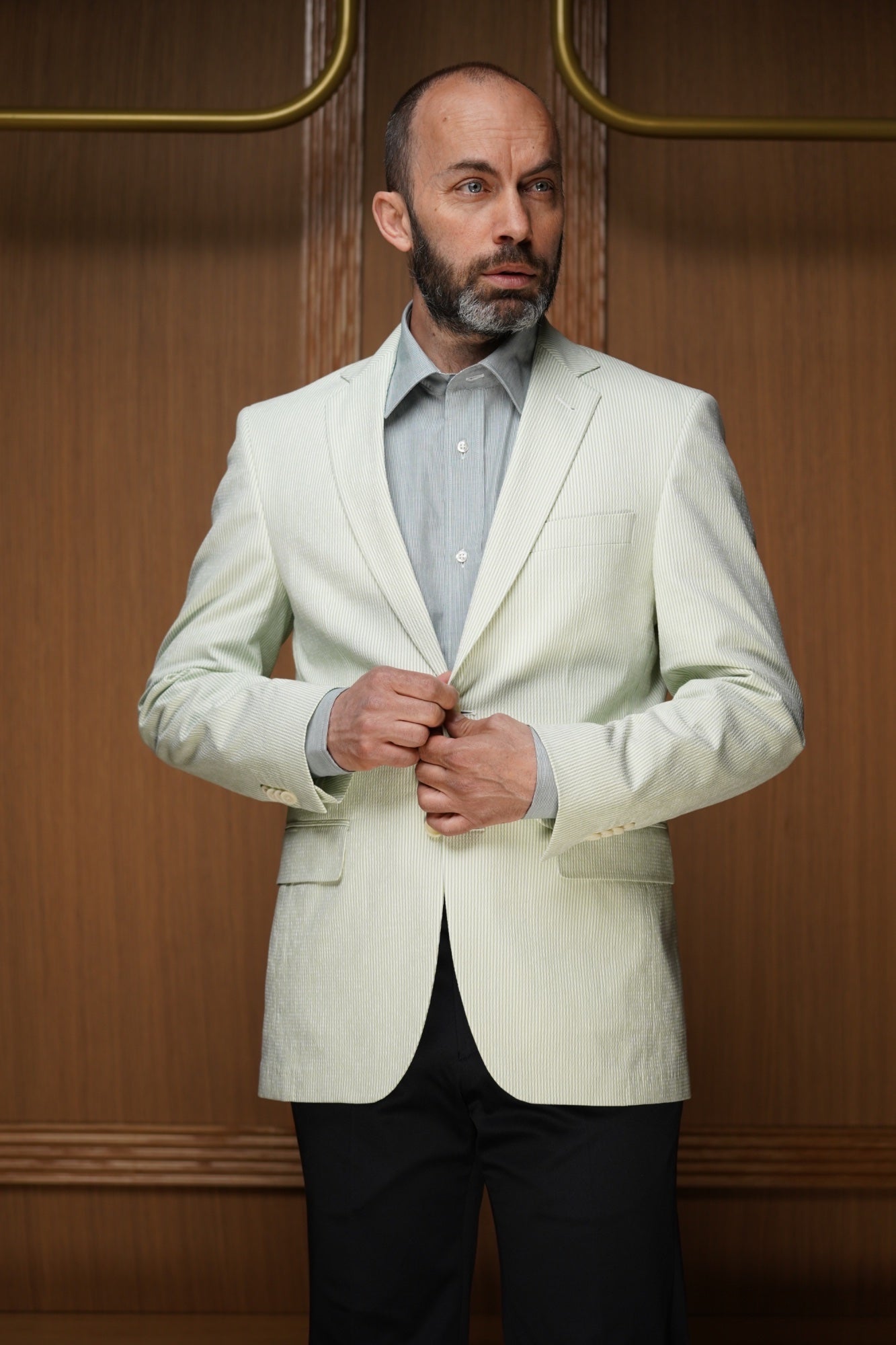 Veste seersucker demi-doublée verte VE15