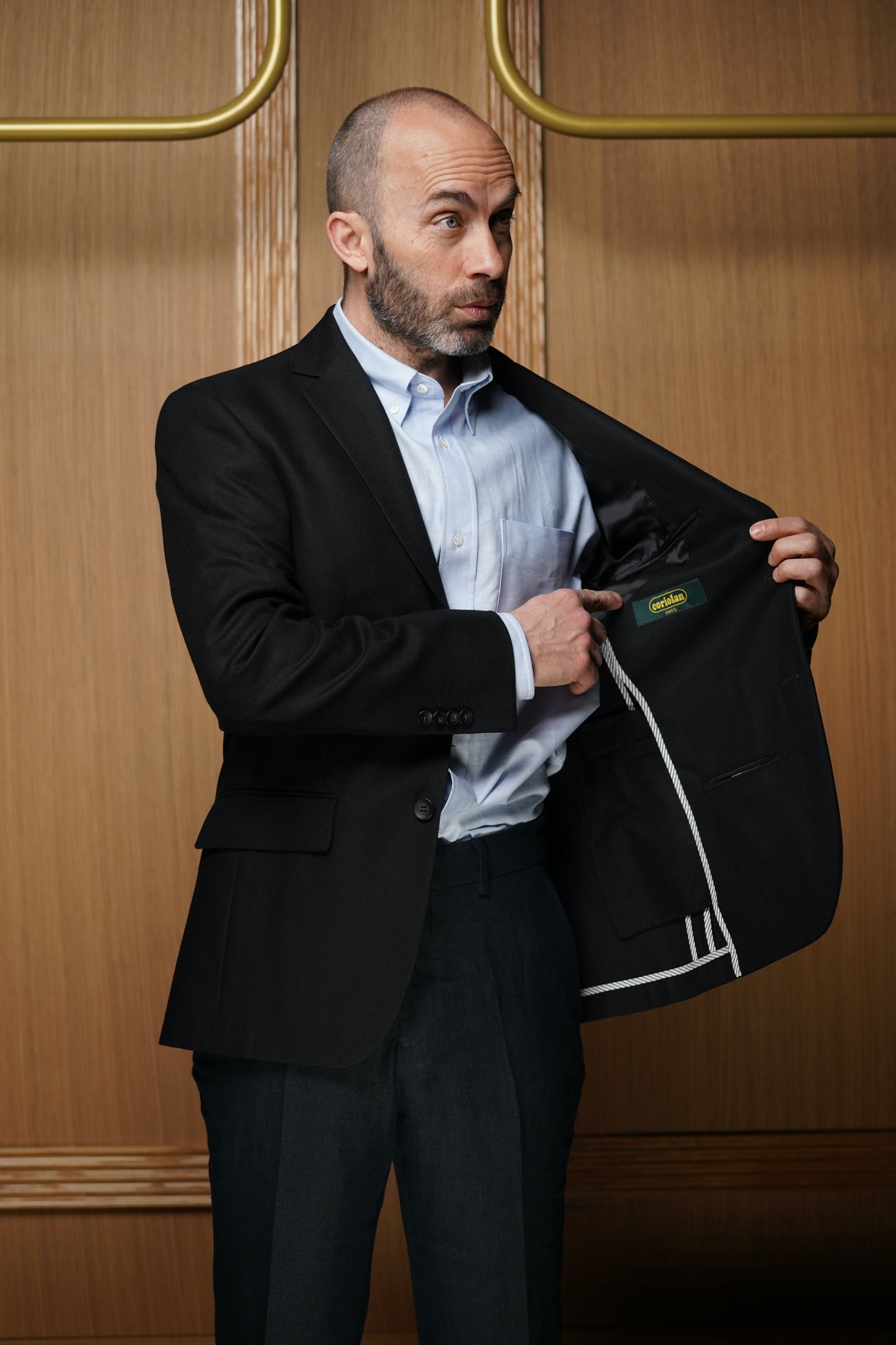 Veste laine nattée noire VE401