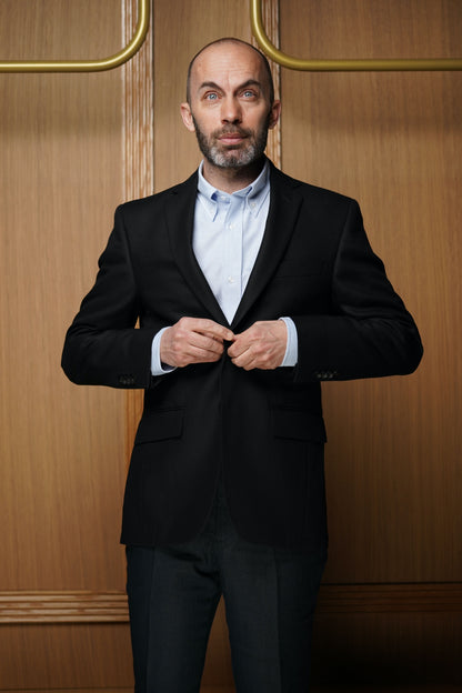 Veste laine nattée noire VE401