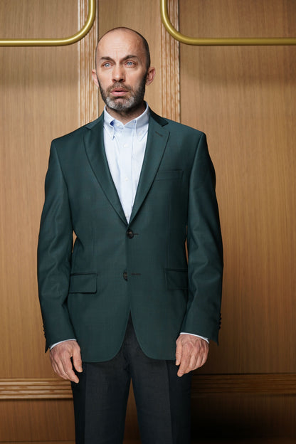 Veste pure laine froide demi-doublée Prince de Galles verte VE404