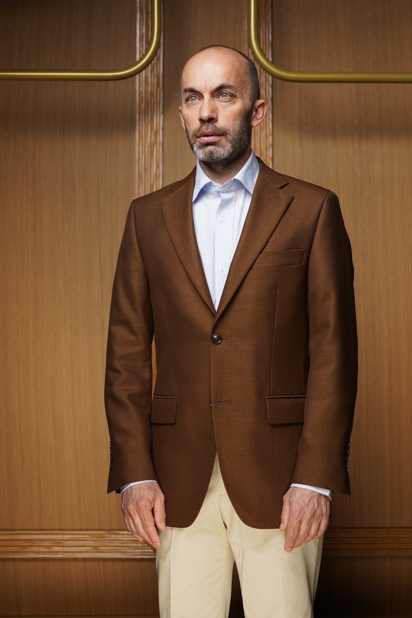 Veste marron en laine nattée VE505