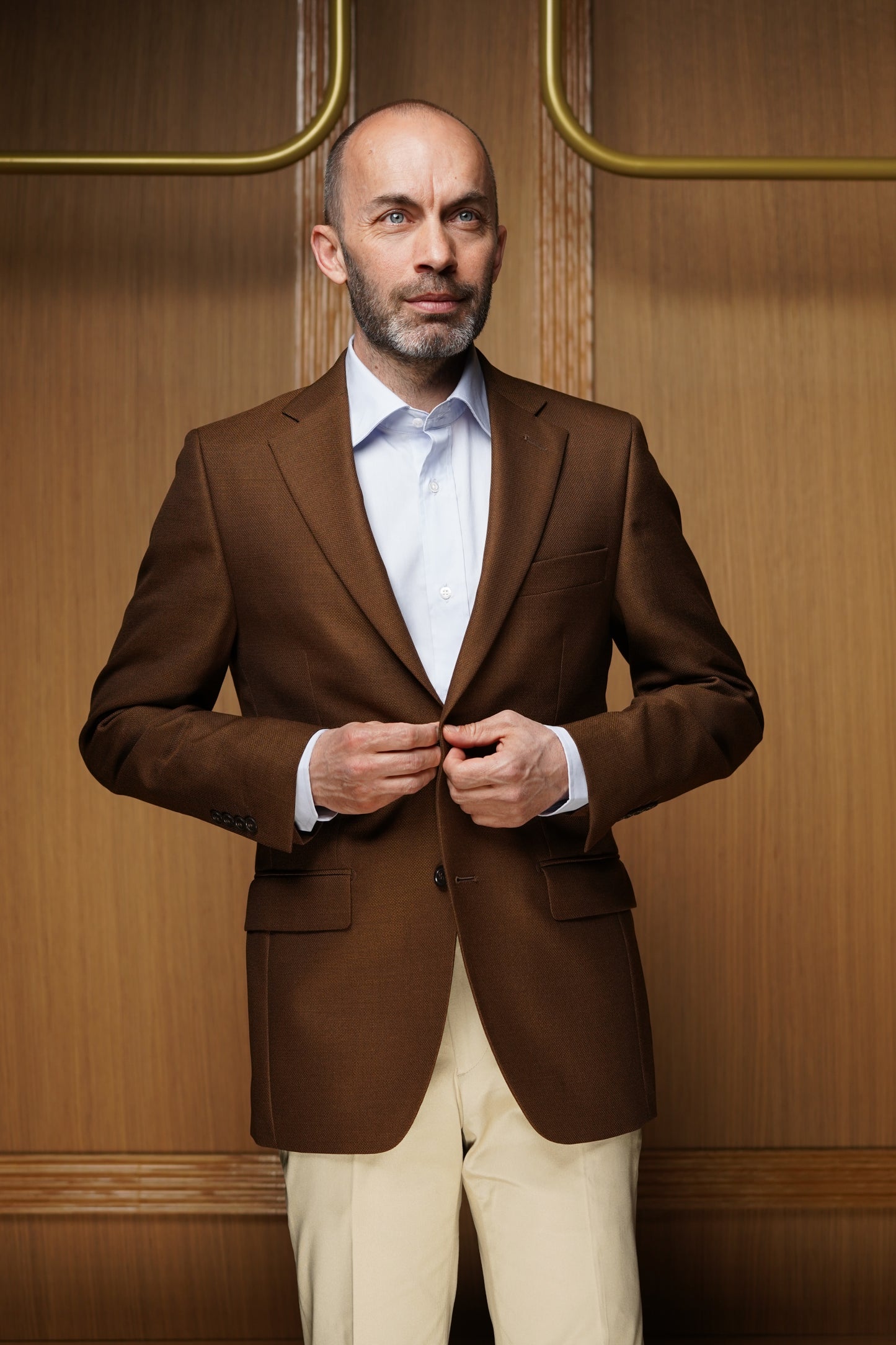 Veste marron en laine nattée VE505