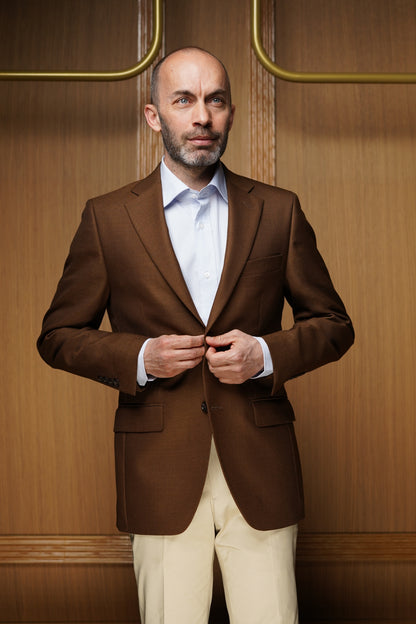 Veste marron en laine nattée VE505