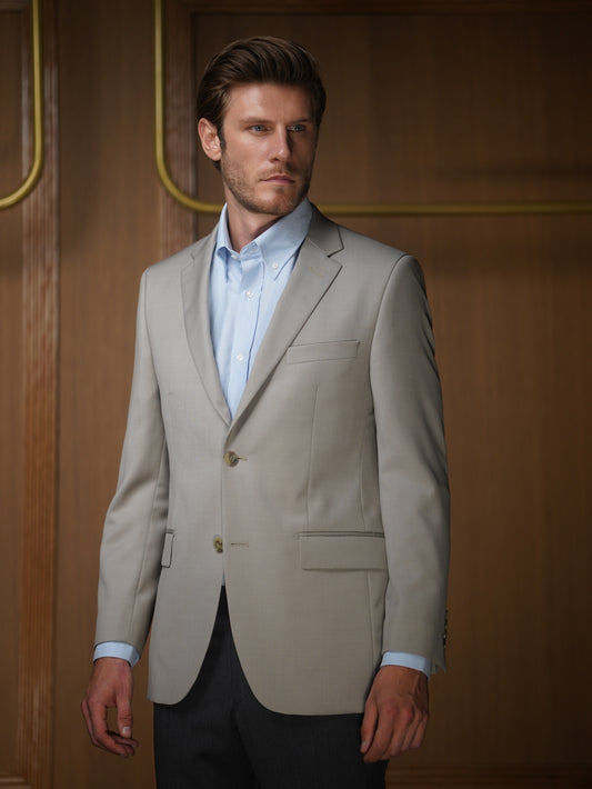 Veste pure laine super 120 beige mastic VE9