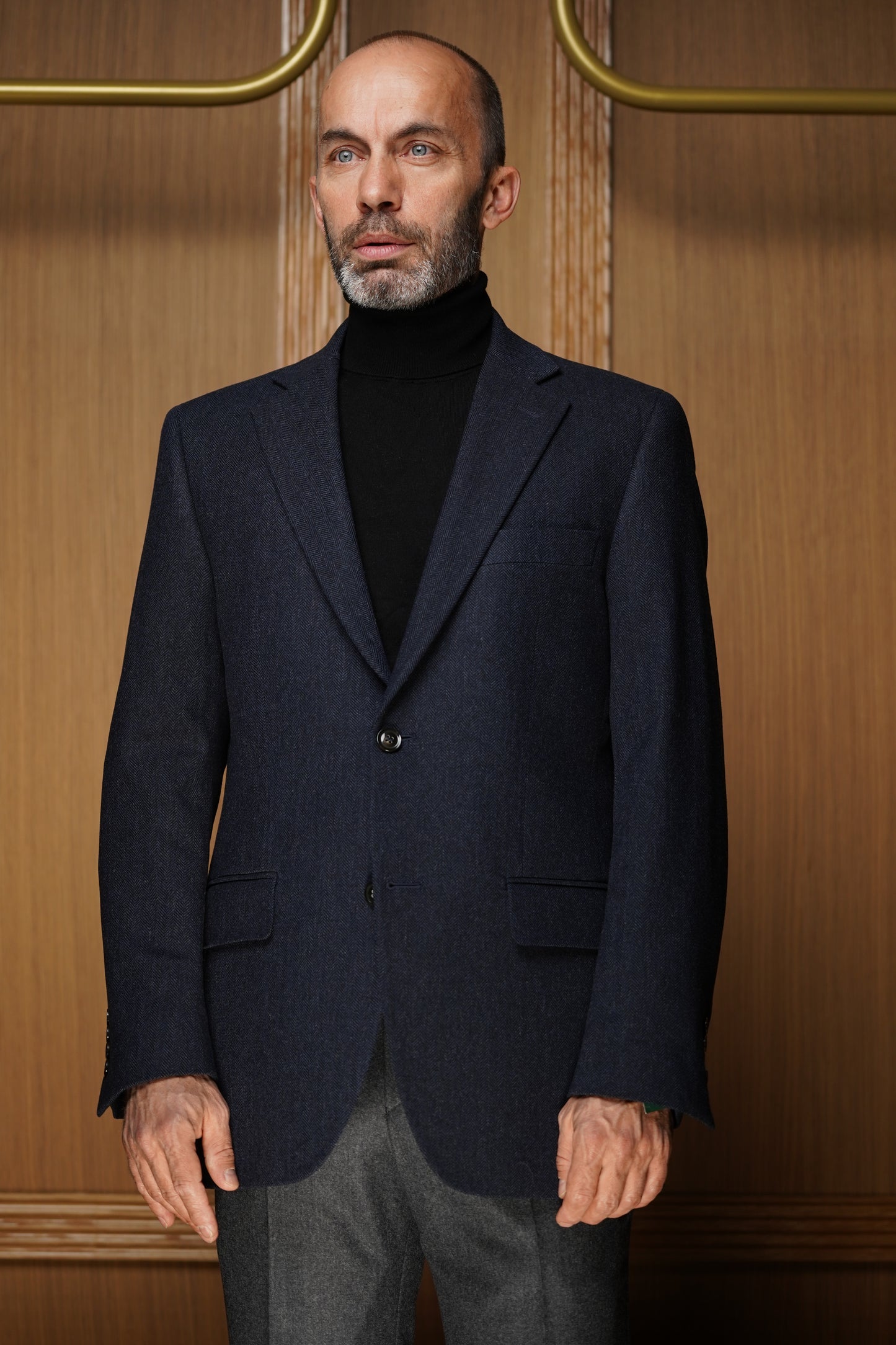 Veste en tweed à chevrons bleu marine VG1