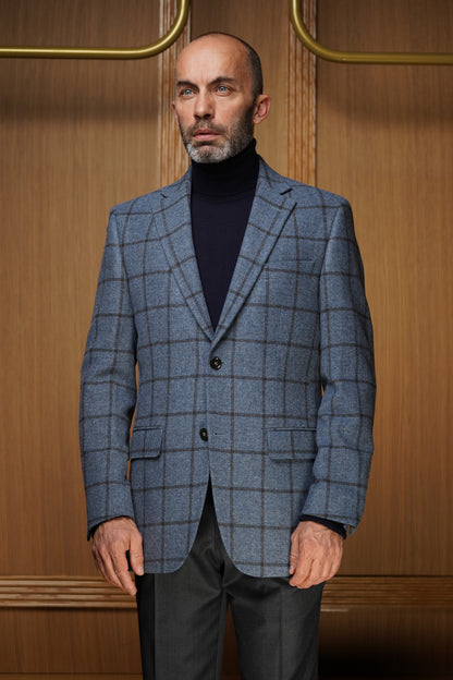 Veste bleu carreau fenêtre anthracite VG4