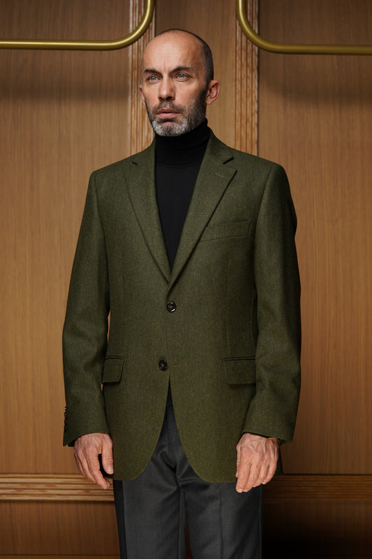 Veste tweed chevrons vert VG5