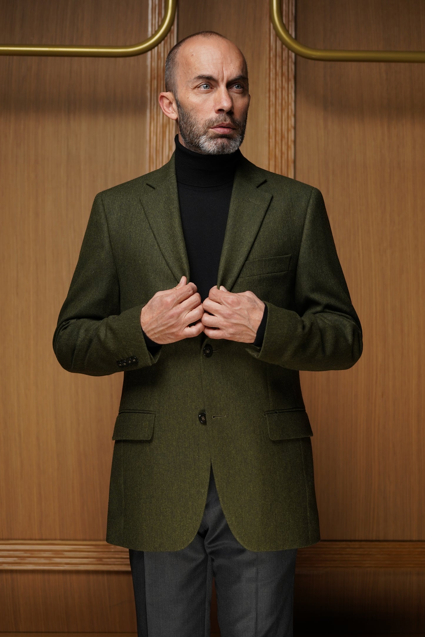 Veste tweed chevrons vert VG5