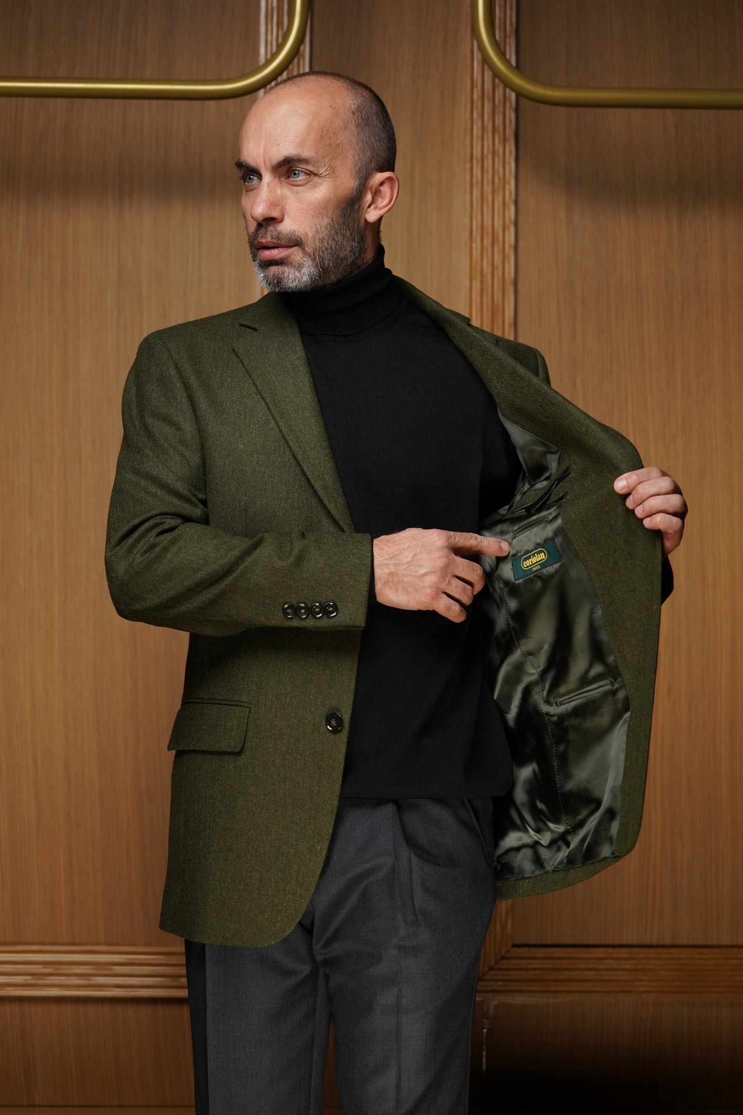 Veste tweed chevrons vert VG5