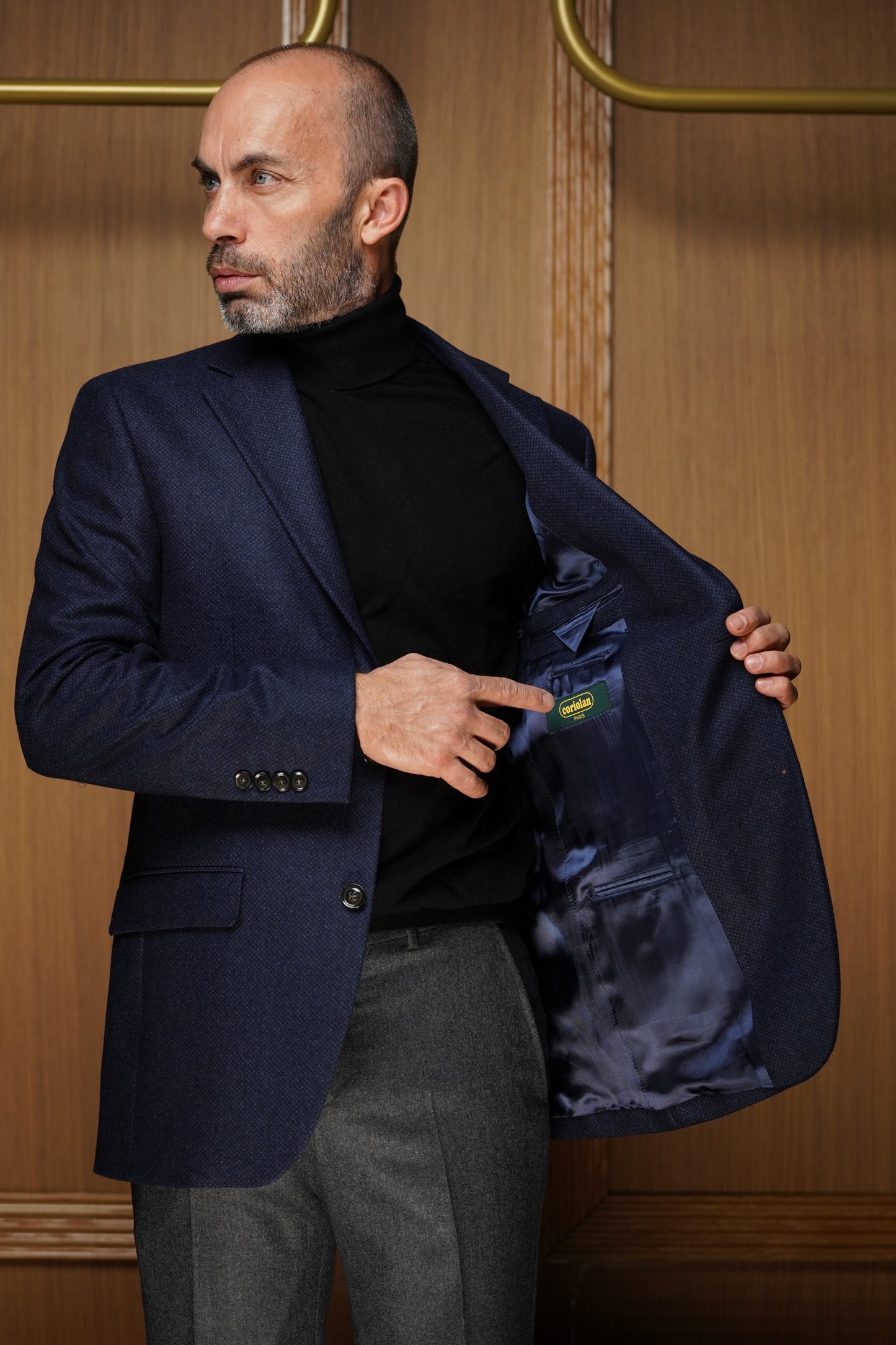 Veste tweed caviar bleu marine VG6