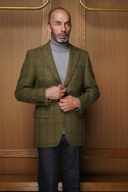 Veste pure laine carreaux fenêtre bordeaux VGH101