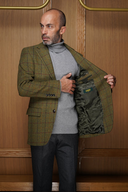 Veste pure laine carreaux fenêtre bordeaux VGH101