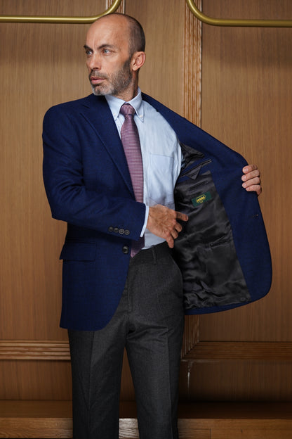 Veste en Pure Laine Nattée – Bleu Encre VGH103