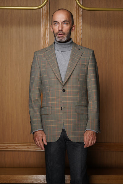 Veste Prince de Galles en Laine Sèche – Marron & Ocre VGH105