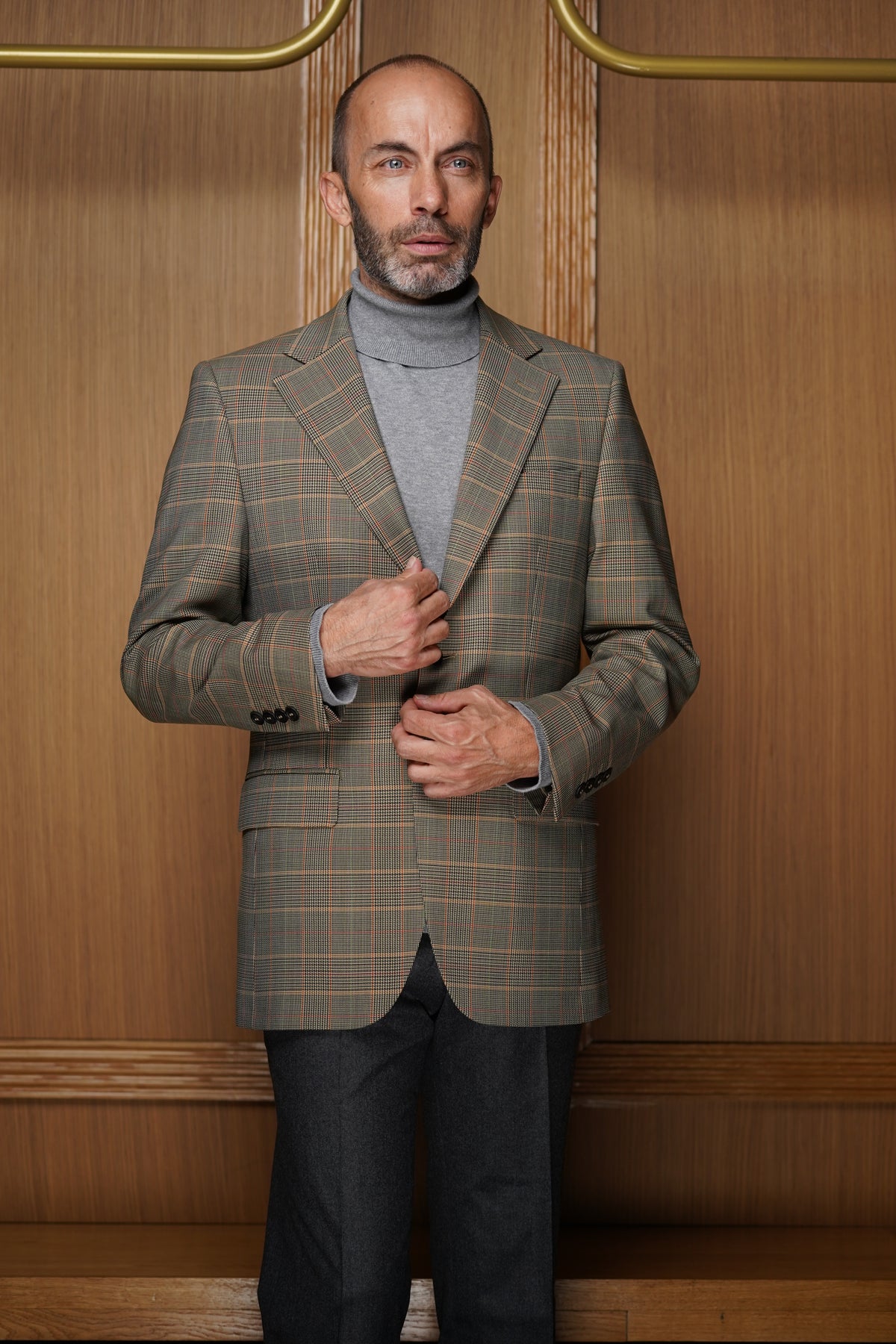 Veste Prince de Galles en Laine Sèche – Marron & Ocre VGH105