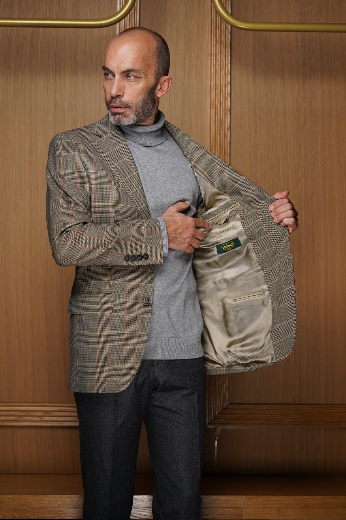 Veste Prince de Galles en Laine Sèche – Marron & Ocre VGH105