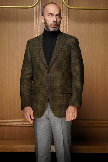 Veste Tradition pure laine Prince de Galles verte VTH1