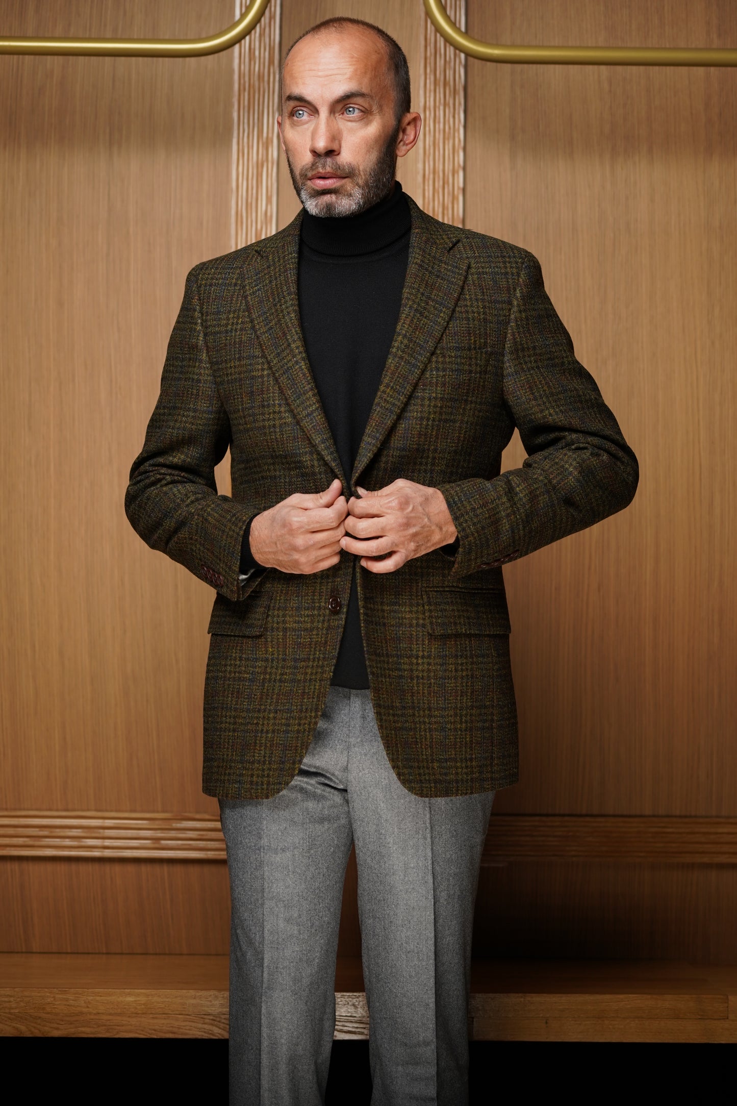 Veste Tradition pure laine Prince de Galles verte VTH1