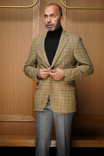 EXCLU WEB . Veste pied de poule pure laine beige VTH3