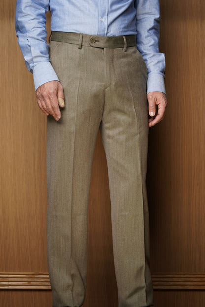 Pantalon en Whipcord sans pinces beige vert W2SP